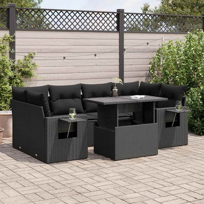 Set Divani da Giardino con Cuscini 7pz Nero Polyrattan - homemem39