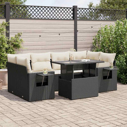 Set Divani da Giardino con Cuscini 7pz Nero Polyrattan | homemem39