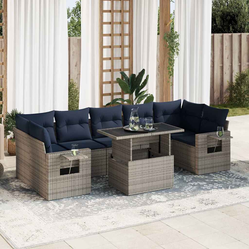 Set Divani da Giardino con Cuscini 8 pz Nero in Polyrattan