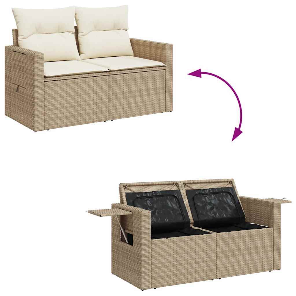 Set Divano da Giardino 9 pz con Cuscini Beige in Polyrattan - homemem39