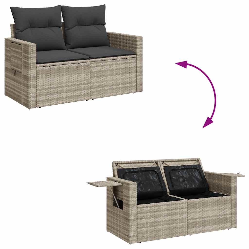 Set Divano da Giardino 9pz con Cuscini Grigio Chiaro Polyrattan | homemem39