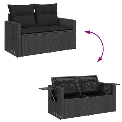 Set Divano da Giardino 6 pz con Cuscini Nero in Polyrattan | homemem39
