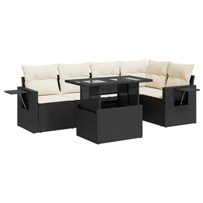 Set Divano da Giardino 6 pz con Cuscini Nero in Polyrattan | homemem39