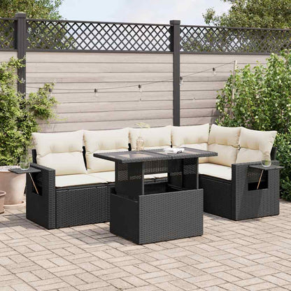 Set Divano da Giardino 6 pz con Cuscini Nero in Polyrattan - homemem39