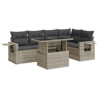 Set Divano da Giardino 6pz con Cuscini Grigio Chiaro Polyrattan - homemem39