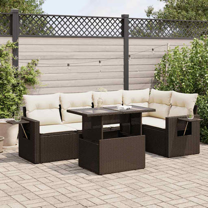 Set Divano da Giardino 6 pz con Cuscini Marrone in Polyrattan - homemem39