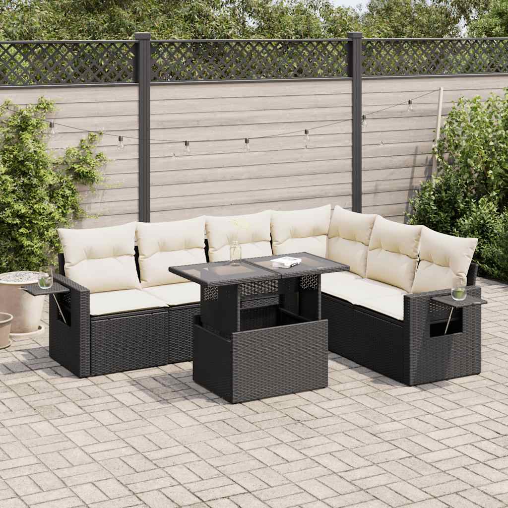 Set Divani da Giardino con Cuscini 7pz Nero Polyrattan - homemem39