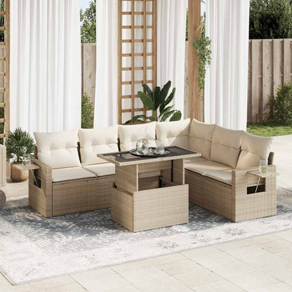 Set Divani da Giardino 7 pz con Cuscini in Polyrattan