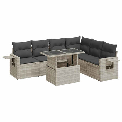 Set Divani da Giardino 7pz con Cuscini Grigio Chiaro Polyrattan - homemem39
