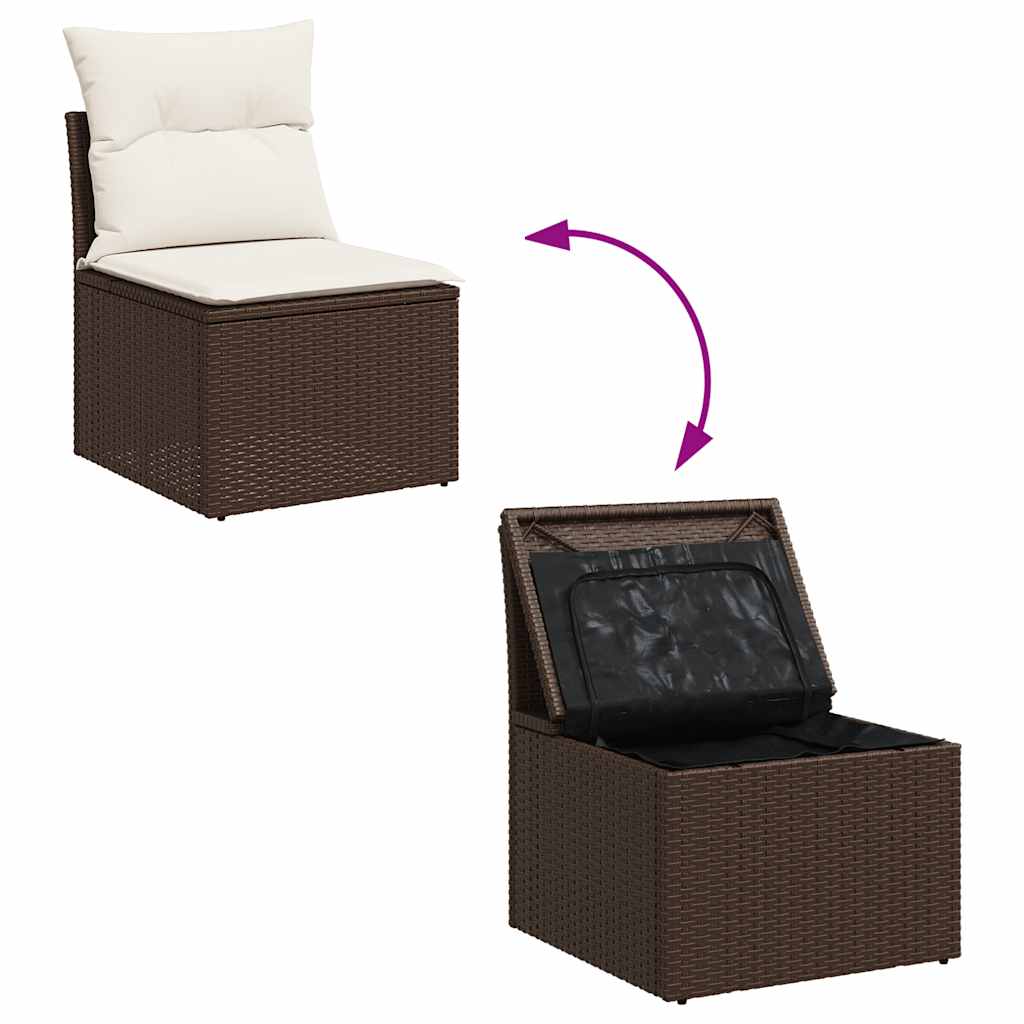 Set Divani da Giardino 9pz con Cuscini Marrone in Polyrattan - homemem39