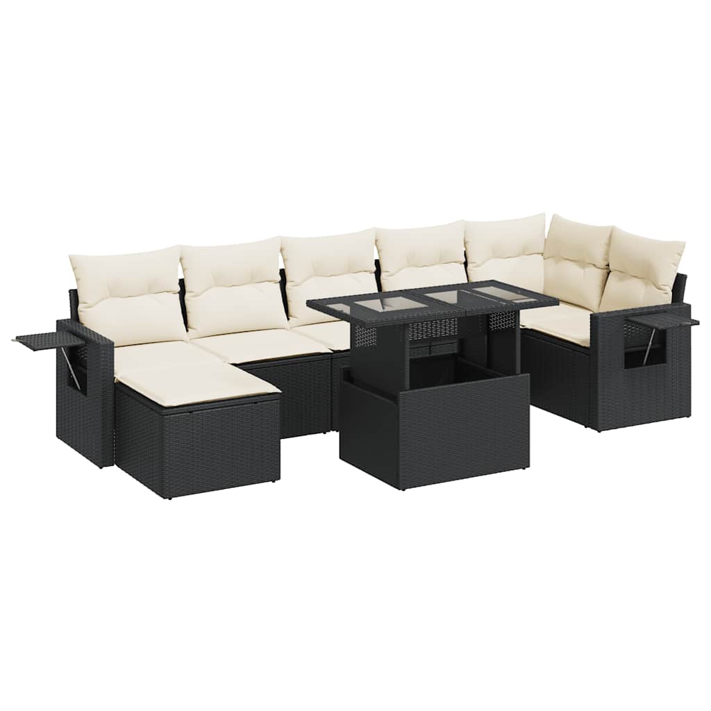 Set Divani da Giardino con Cuscini 8 pz Nero in Polyrattan - homemem39