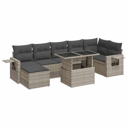 Set Divano da Giardino 8pz con Cuscini Grigio Chiaro Polyrattan | homemem39