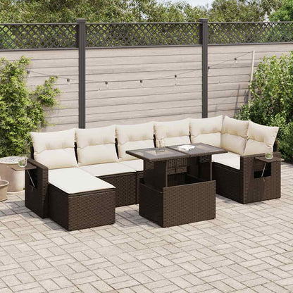Set Divani da Giardino 8 pz con Cuscini Marrone in Polyrattan - homemem39
