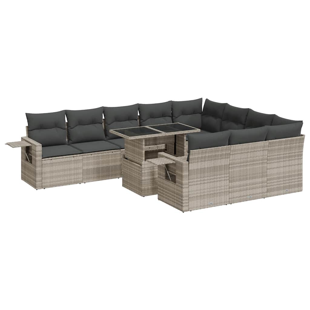 Set Divani da Giardino 11 pz con Cuscini in Polyrattan Grigio - homemem39