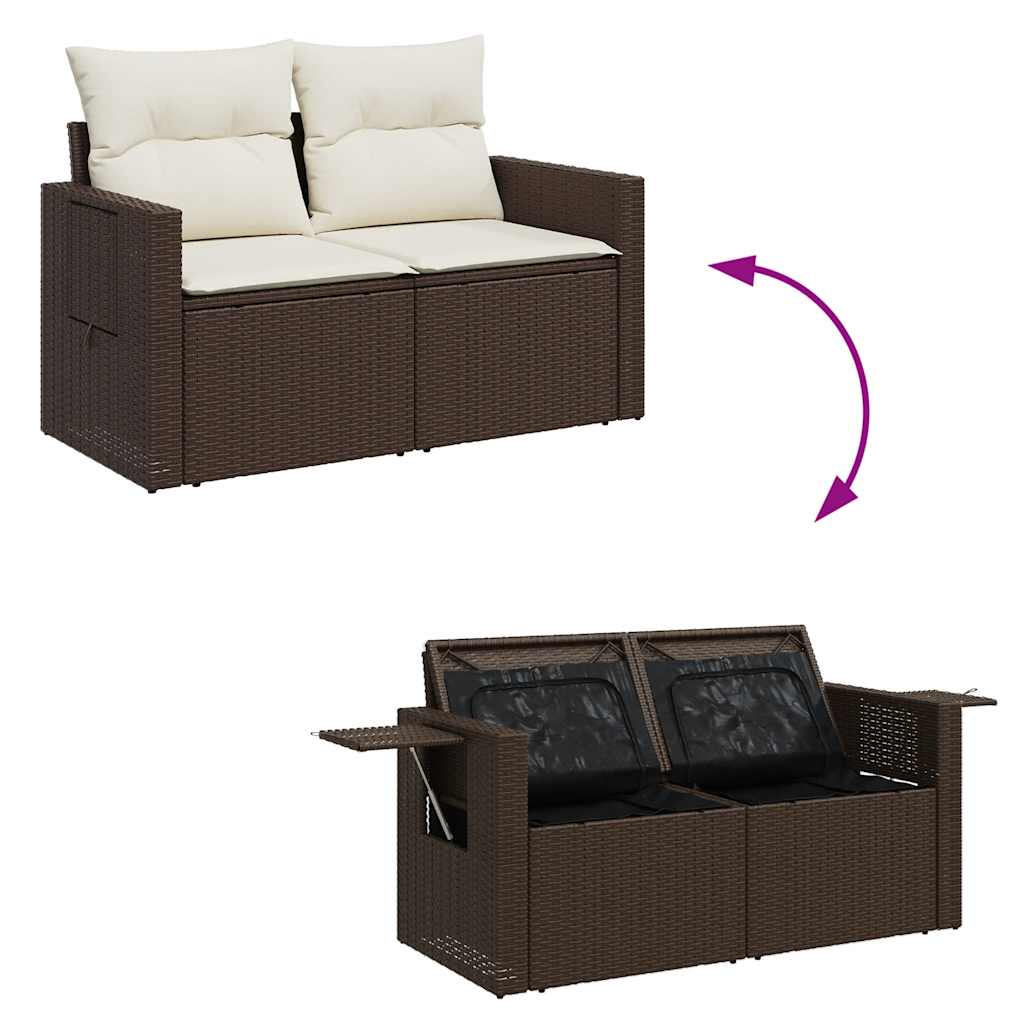 Set Divani da Giardino 11 pz con Cuscini Polyrattan Marrone | homemem39