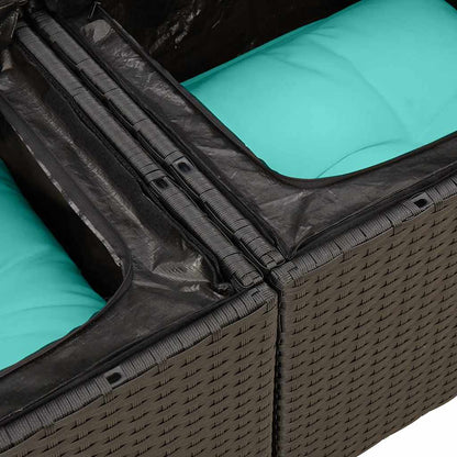 Set Divani da Giardino 5 pz con Cuscini Nero Polyrattan Acacia | homemem39