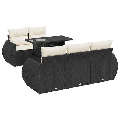 Set Divano da Giardino 6 pz con Cuscini Nero in Polyrattan - homemem39