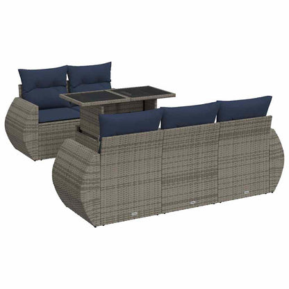 Set Divano da Giardino 6pz con Cuscini Grigio Polyrattan Acacia | homemem39