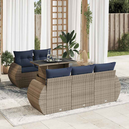 Set Divano da Giardino 6pz con Cuscini Grigio Polyrattan Acacia | homemem39