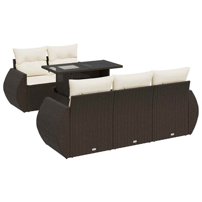 Set Divano da Giardino 6 pz con Cuscini Marrone in Polyrattan | homemem39