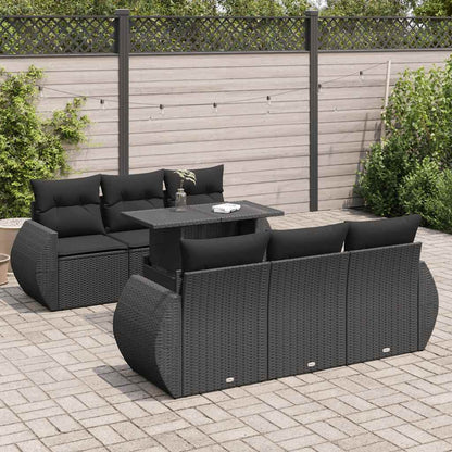 Set Divani da Giardino con Cuscini 7pz Nero Polyrattan - homemem39
