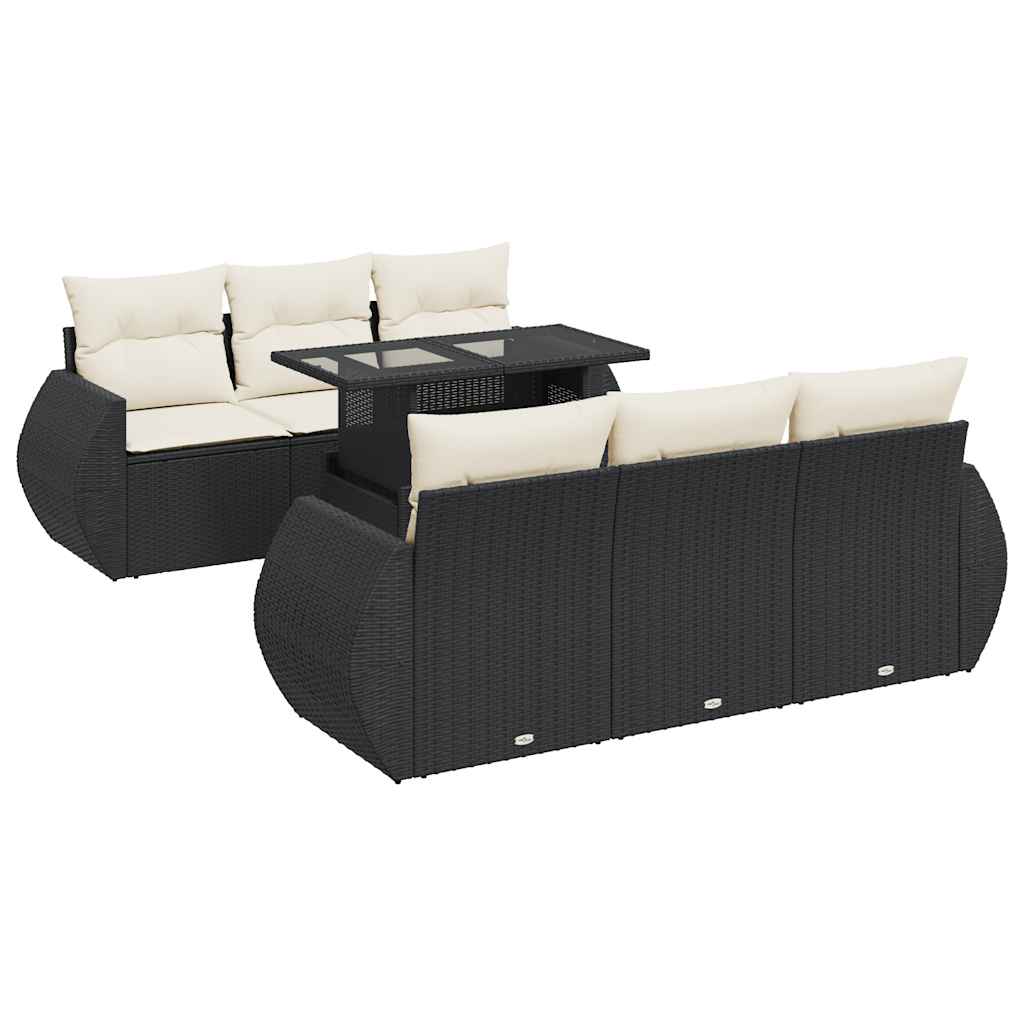 Set Divani da Giardino con Cuscini 7pz Nero Polyrattan - homemem39