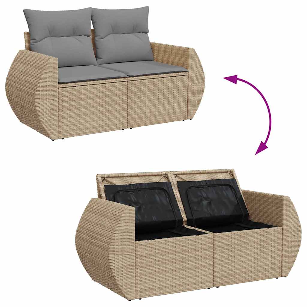 Set Divani da Giardino 7 pz con Cuscini Beige in Polyrattan - homemem39