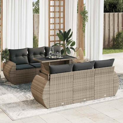 Set Divani da Giardino 7 pz con Cuscini Grigio in Polyrattan | homemem39