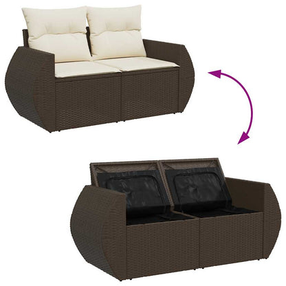 Set Divani da Giardino 7 pz con Cuscini Marrone in Polyrattan | homemem39