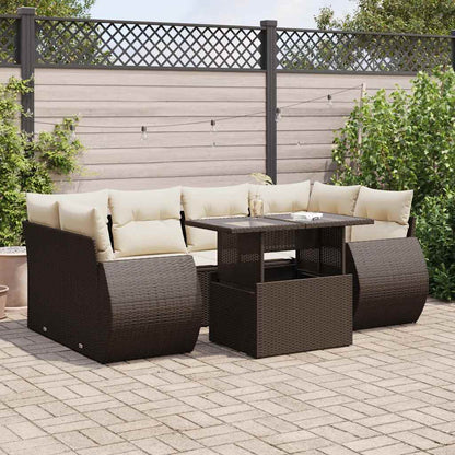 Set Divani da Giardino 7 pz con Cuscini Marrone in Polyrattan | homemem39