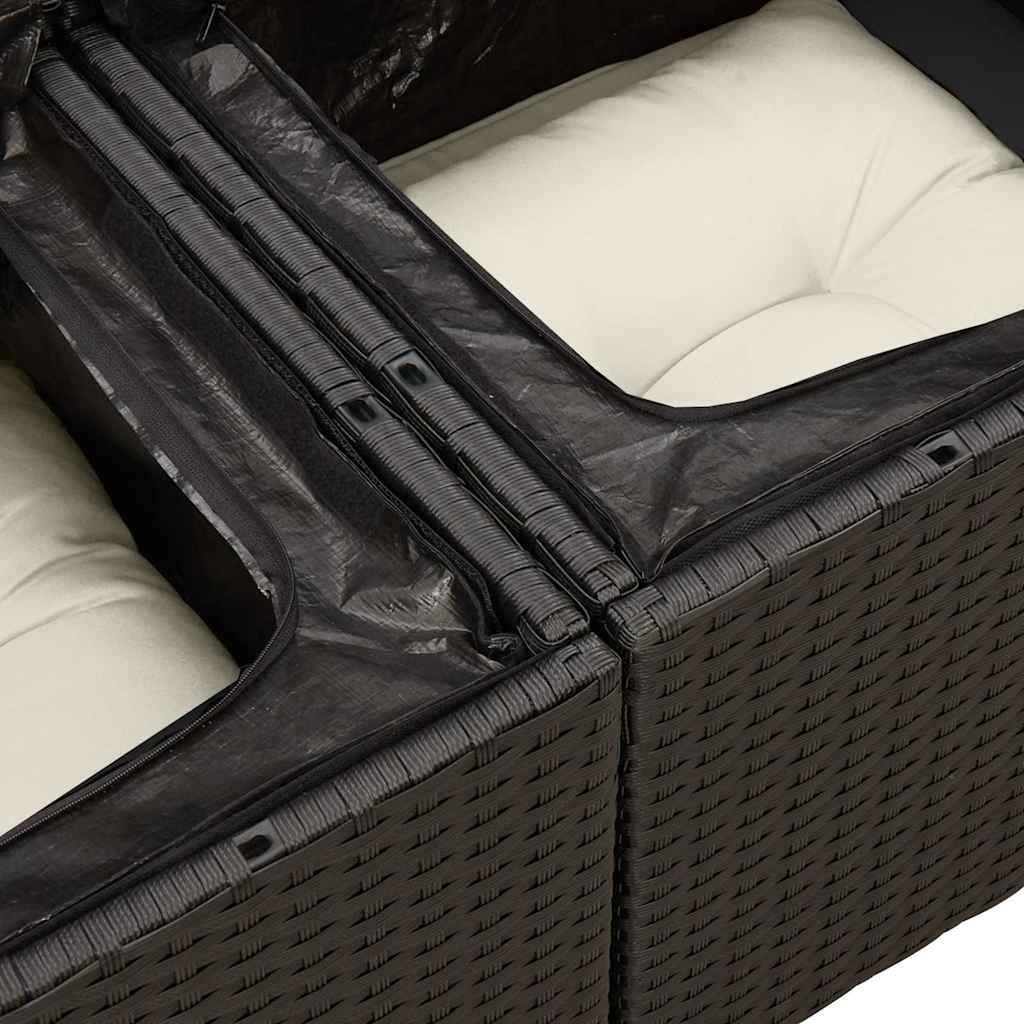 Set Divano da Giardino 6 pz con Cuscini Nero in Polyrattan