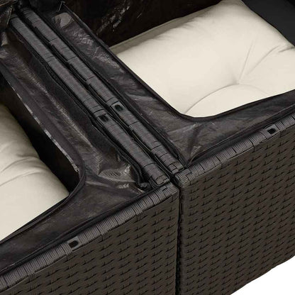Set Divano da Giardino 6 pz con Cuscini Nero in Polyrattan