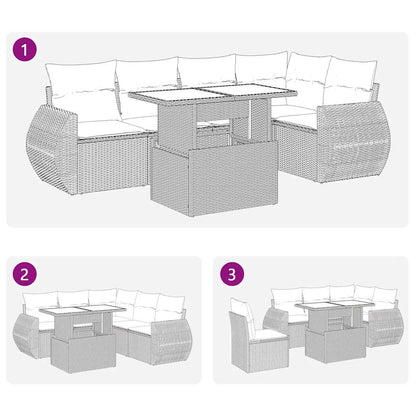 Set Divano da Giardino 6pz con Cuscini Grigio Polyrattan Acacia | homemem39