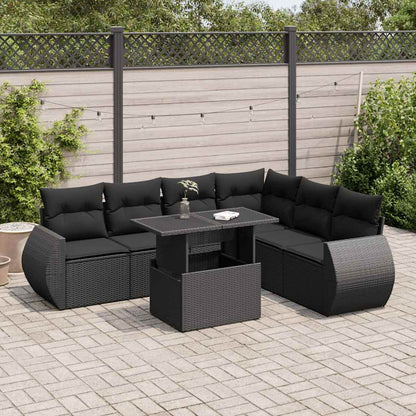 Set Divani da Giardino con Cuscini 7pz Nero Polyrattan | homemem39