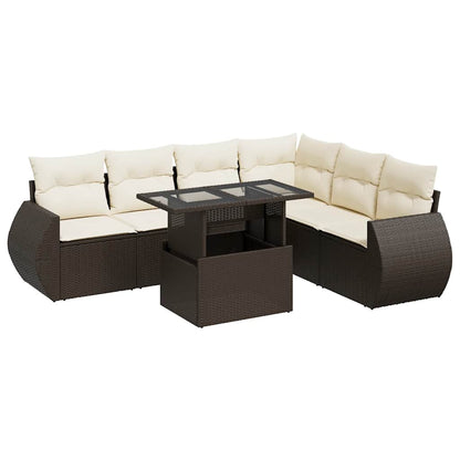 Set Divani da Giardino 7 pz con Cuscini Marrone in Polyrattan | homemem39