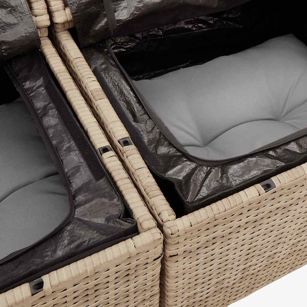 Set Divano da Giardino 9 pz con Cuscini Beige in Polyrattan | homemem39