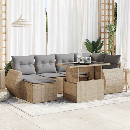 Set Divani da Giardino 7 pz con Cuscini in Polyrattan