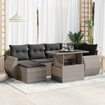 Set Divani da Giardino 7 pz con Cuscini in Polyrattan