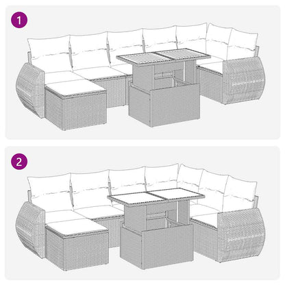 Set Divano da Giardino 8pz con Cuscini Grigio Polyrattan Acacia | homemem39