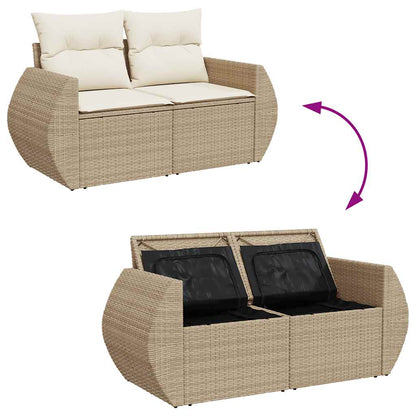 Set Divani da Giardino 11 pz con Cuscini Beige in Polyrattan | homemem39