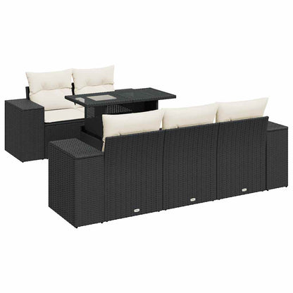 Set Divano da Giardino 6 pz con Cuscini Nero in Polyrattan | homemem39