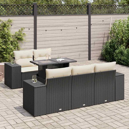 Set Divano da Giardino 6 pz con Cuscini Nero in Polyrattan | homemem39