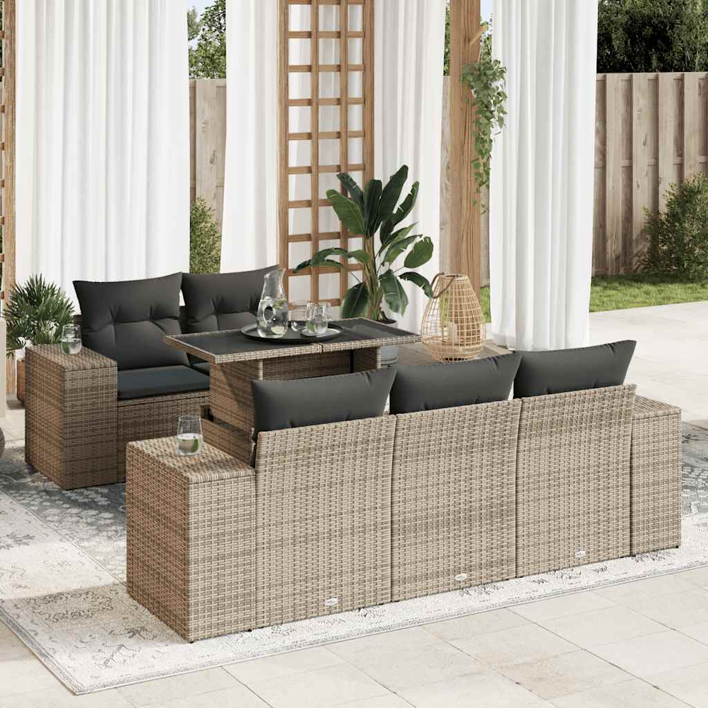 Set Divano da Giardino 6 pz con Cuscini Grigio in Polyrattan | homemem39