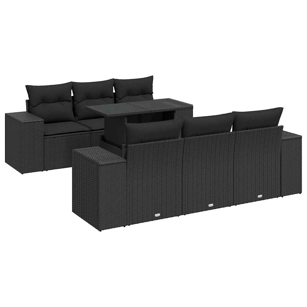 Set Divani da Giardino con Cuscini 7pz Nero Polyrattan - homemem39