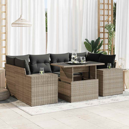 Set Divani da Giardino 7 pz con Cuscini in Polyrattan