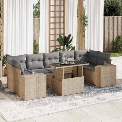 Set Divano da Giardino 8 pz con Cuscini Beige in Polyrattan | homemem39