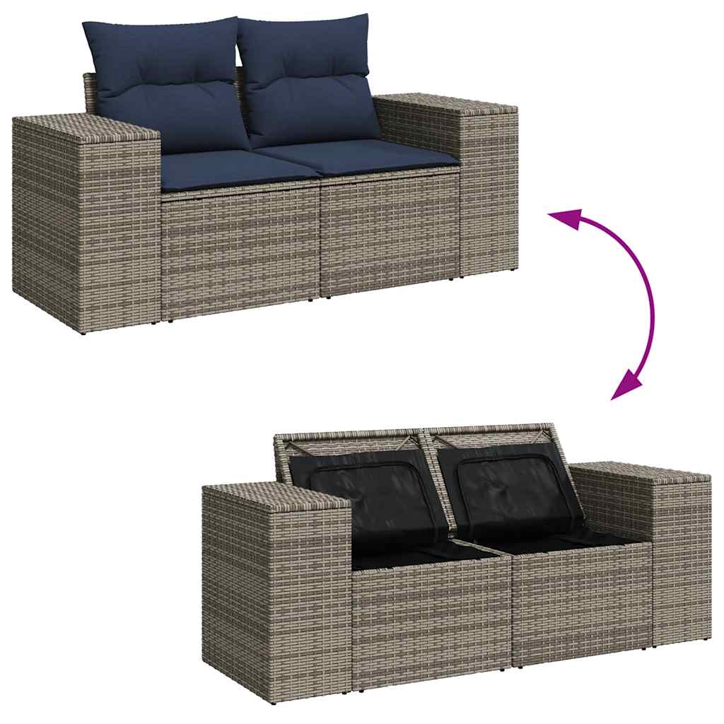 Set Divano da Giardino 8pz con Cuscini Grigio Polyrattan Acacia | homemem39