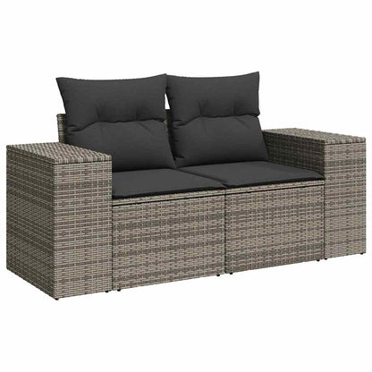 Set Divano da Giardino 9 pz con Cuscini Grigio in Polyrattan | homemem39