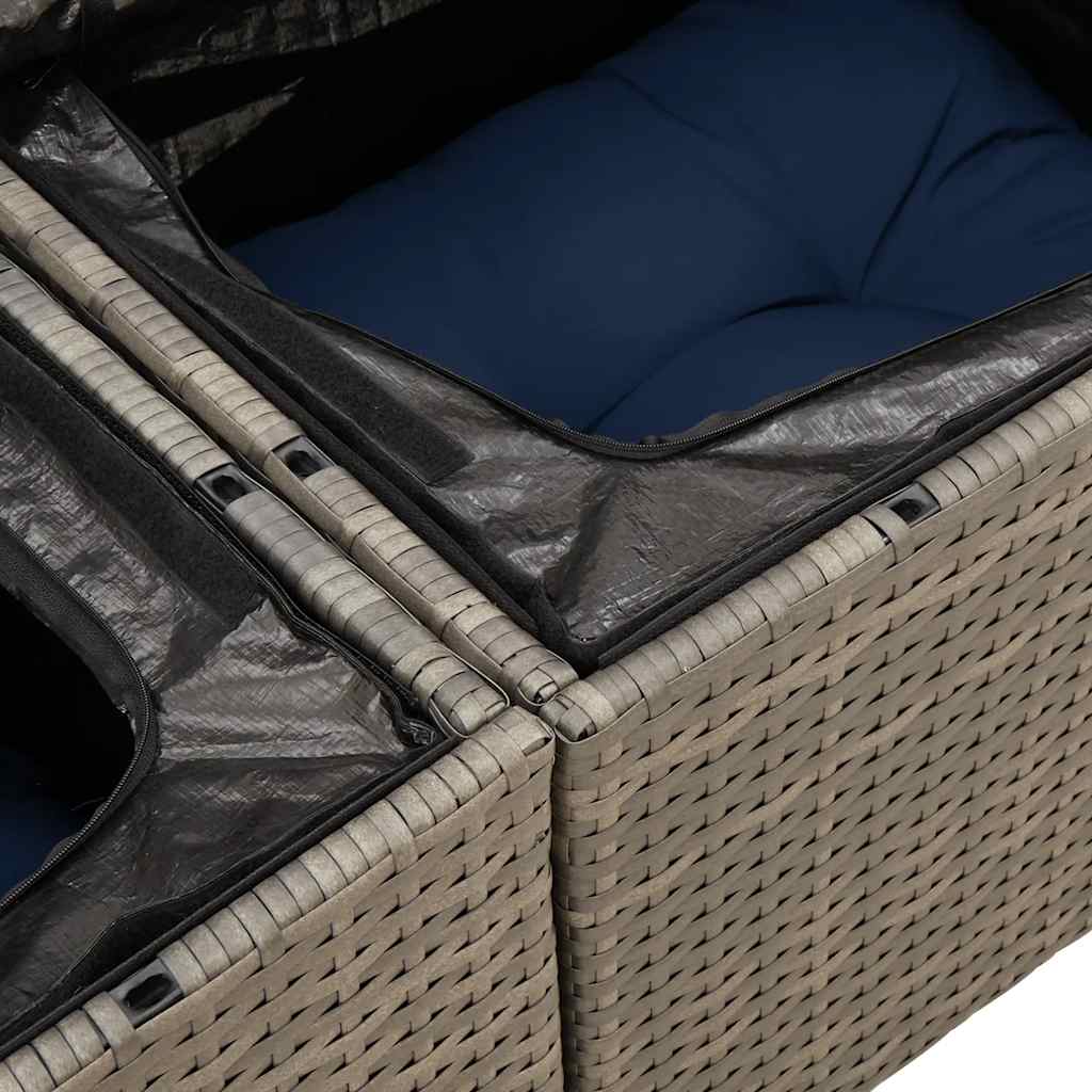Set Divano da Giardino 6pz con Cuscini Grigio Polyrattan Acacia | homemem39