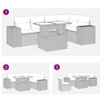 Set Divano da Giardino 6 pz con Cuscini Beige in Polyrattan | homemem39